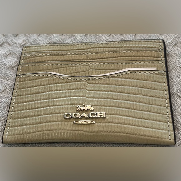 NWT, gorgeous Coach Slim ID Card Case in pale green with silver pinmount logo - Picture 1 of 13